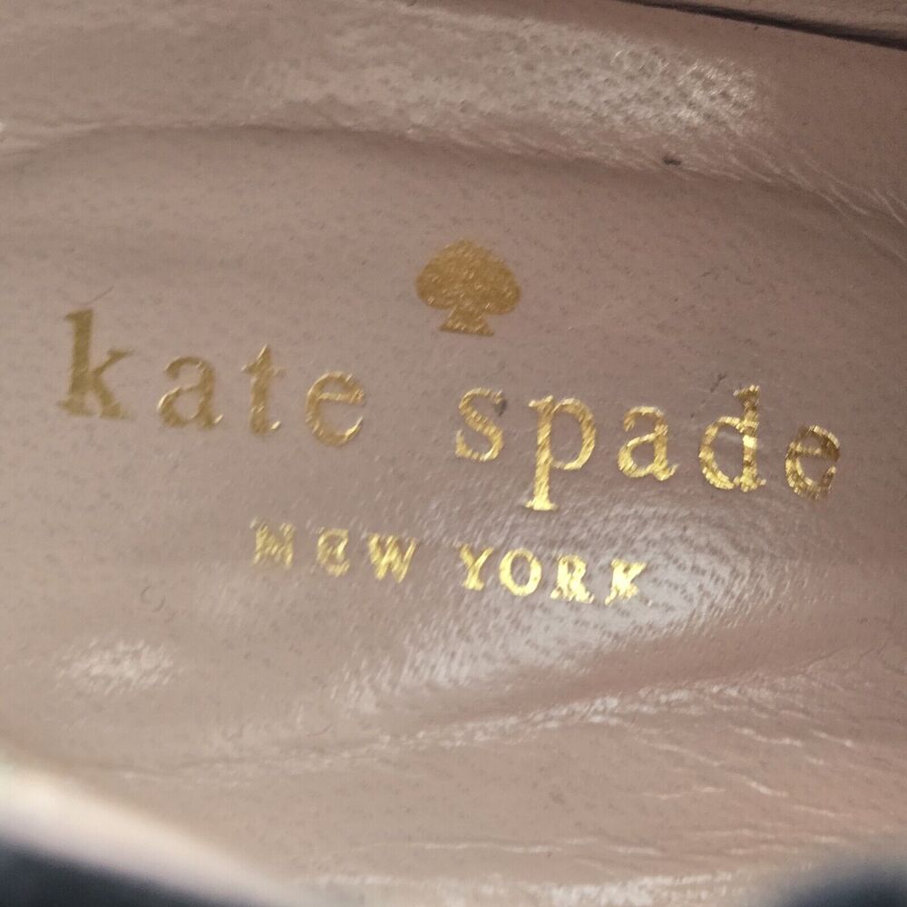 Kate Spade Ankle Boots Womens 8.5‎ Darota Black Suede Heeled Gold Tone Details - Picture 9 of 10